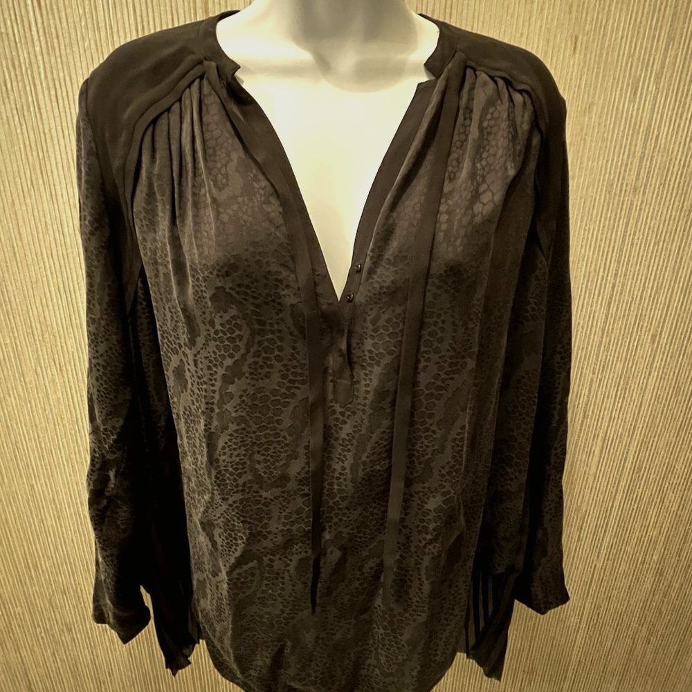 Rebecca Taylor Grey-Black Top/Tunic wit Sheer Back